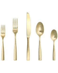 Fortessa Lucca Faceted Brushed Gold 5pc Place Setting Home Flatware & Cutlery