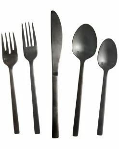 Fortessa Arezzo Brushed Black 5pc Place Setting Home Flatware & Cutlery