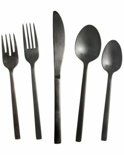 Fortessa Arezzo Brushed Black 20pc Flatware Set Home Flatware & Cutlery